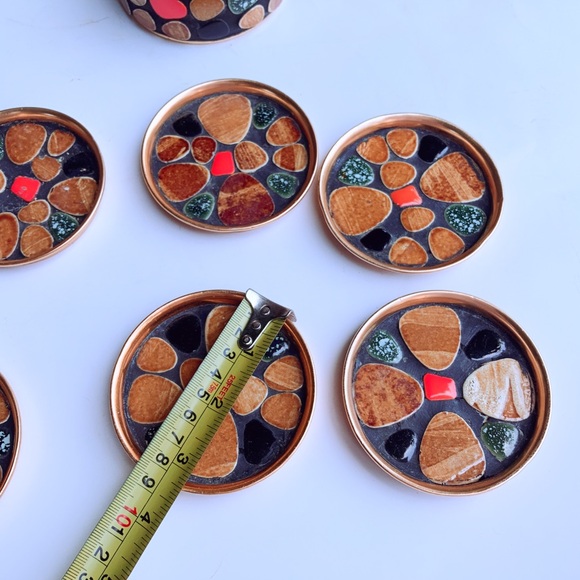 MCM Mosaic Copper Coasters Set Of 6 - Picture 4 of 6
